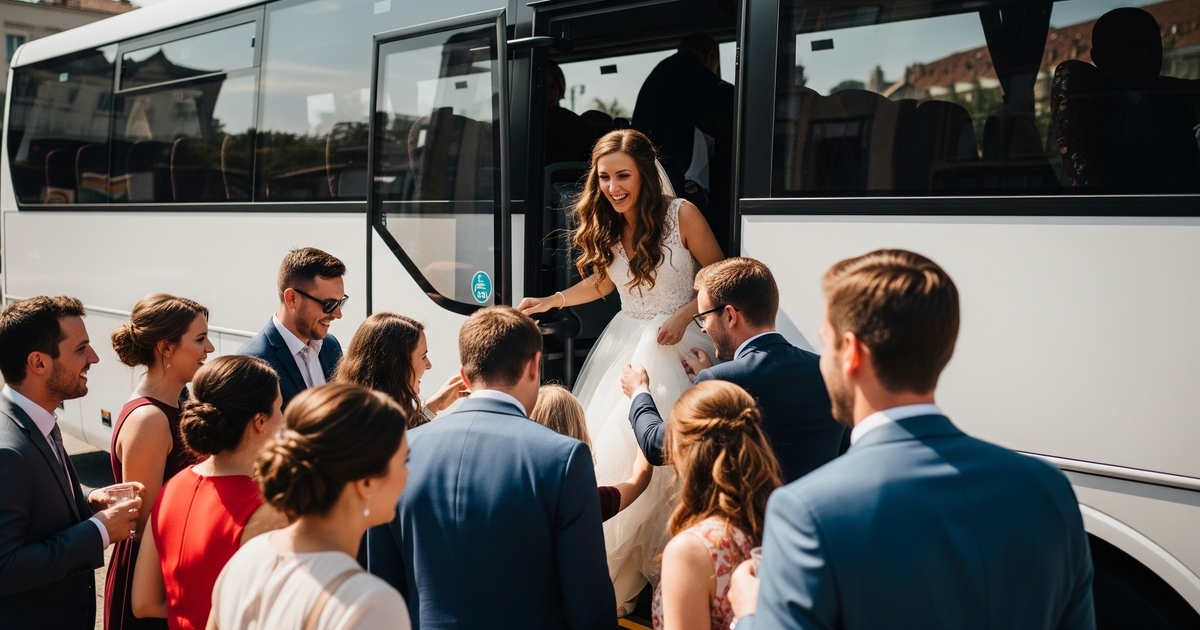 wynajem autokaru na wesele goscie weselni witaja panna mloda